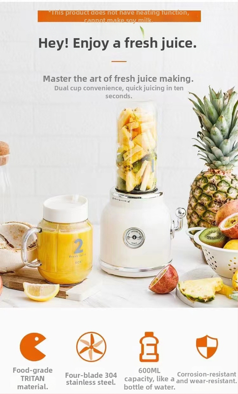 Odšťavovač – mini prenosný domáci prístroj na ovocie a šťavy, kapacita pod 1 l, napätie ≤36 V, rýchlosť motora ≤10 000 rpm, miešacia čepeľ: 1, dvojité miešacie čepele, mechanické ovládanie