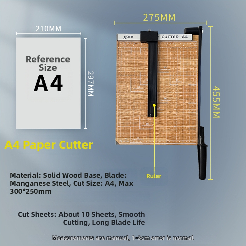 Ručný krájač papiera, A3/A4/B5, nerezová oceľ, do kancelárie a domova, na fotografie a textové dokumenty