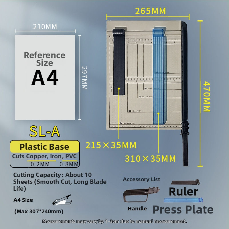 Ručný krájač papiera, A3/A4/B5, nerezová oceľ, do kancelárie a domova, na fotografie a textové dokumenty