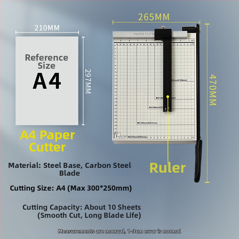 Ručný krájač papiera, A3/A4/B5, nerezová oceľ, do kancelárie a domova, na fotografie a textové dokumenty