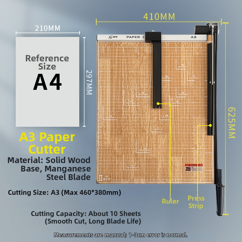 Ručný krájač papiera, A3/A4/B5, nerezová oceľ, do kancelárie a domova, na fotografie a textové dokumenty