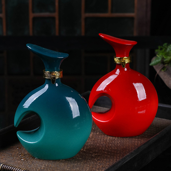 Kerámiából készült borosüveg és tartály, lezárt boros készlet, dekoratív otthoni boros edény, Yishan márka, Új kínai stílus, egységcsomagolás