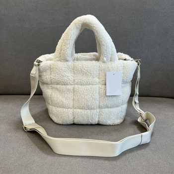 Crossbody Tote torba od pliša, gradski minimalistički stil, horizontalni kvadratni oblik, zatvarač, podstava od pamuka