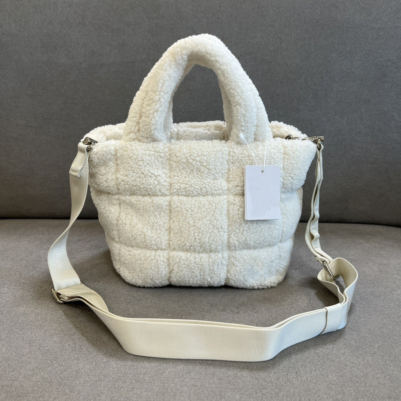 Crossbody Tote torba od pliša, gradski minimalistički stil, horizontalni kvadratni oblik, zatvarač, podstava od pamuka