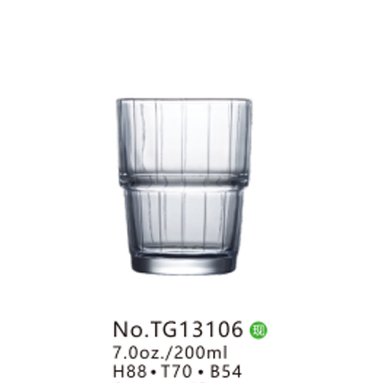 Nyolcszögletű edzett üvegpohár éttermi használatra, minimalistikus stílus, készlet 10+ darab