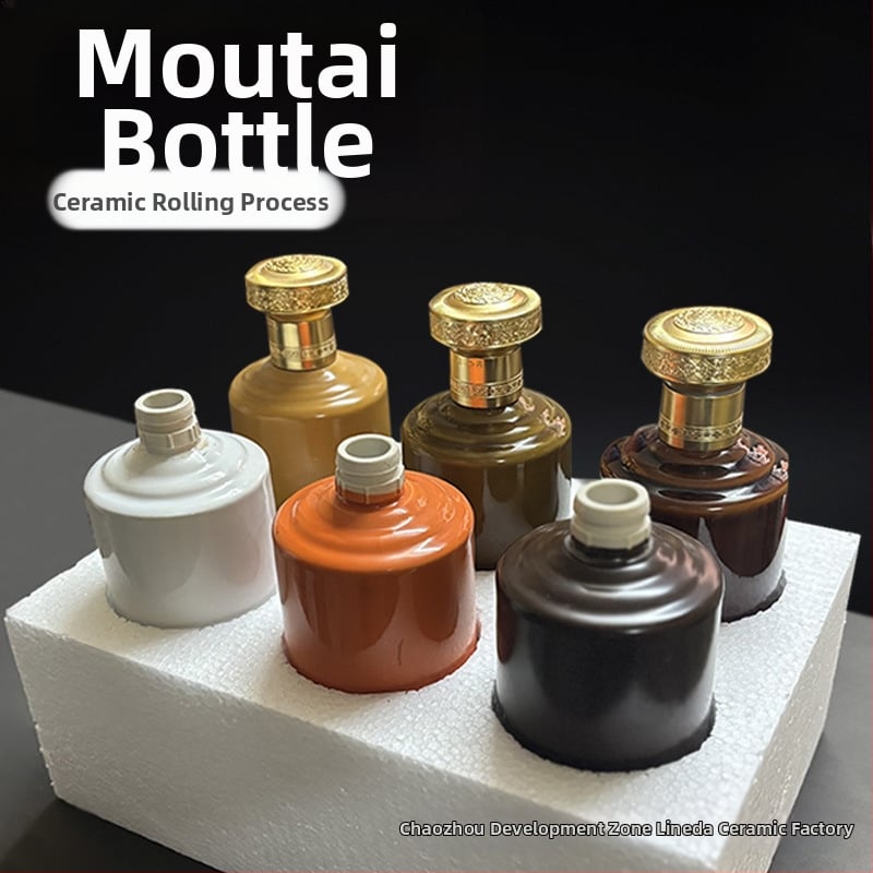 Linda sticlă ceramică pentru băuturi alcoolice, în stil Maotai, gură cu trei inele, imprimare de logo disponibilă, design minimalist modern