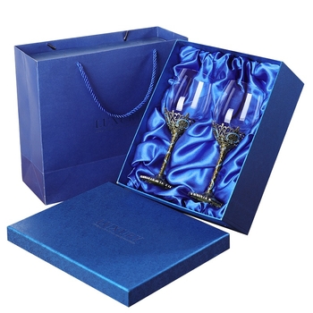 Európai stílusú borospohár zománc motívummal, ólommentes kristály, virágos mintázat, könnyű lux stílus, testreszabás elérhető