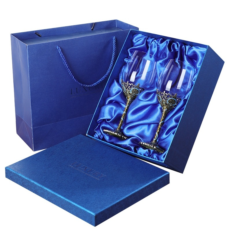 Európai stílusú borospohár zománc motívummal, ólommentes kristály, virágos mintázat, könnyű lux stílus, testreszabás elérhető