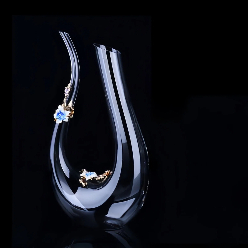 Európai stílusú borospohár zománc motívummal, ólommentes kristály, virágos mintázat, könnyű lux stílus, testreszabás elérhető