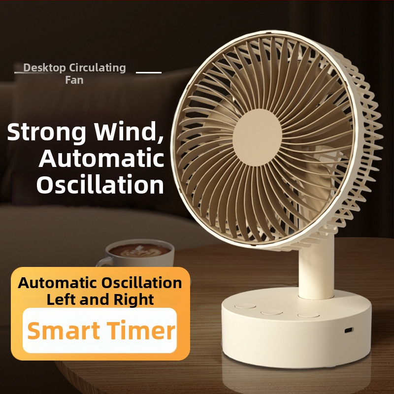 USB stolný ventilátor s 4 rýchlosťami, bezkartáčový motor, vstavaná batéria 1200–2000 mAh, nízka hlučnosť pod 36 dB, vhodný pre 5–30 m²