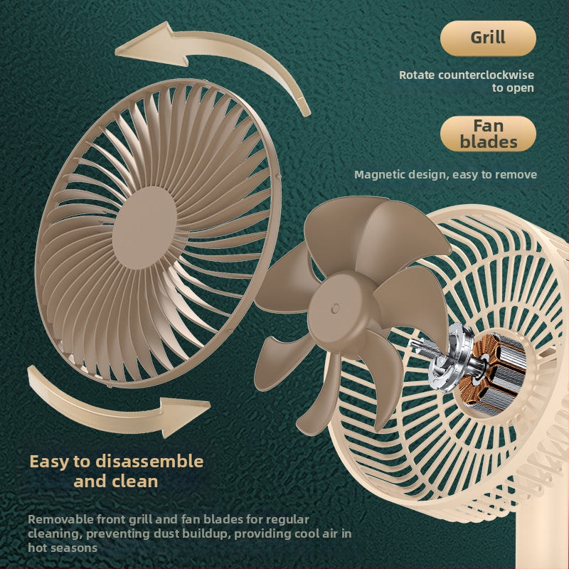 USB stolný ventilátor s 4 rýchlosťami, bezkartáčový motor, vstavaná batéria 1200–2000 mAh, nízka hlučnosť pod 36 dB, vhodný pre 5–30 m²