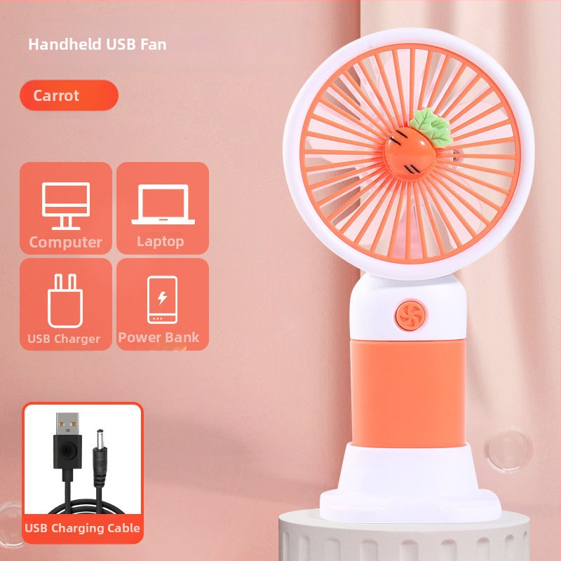 Ručný mini stolný ventilátor s USB nabíjaním — plastový, tichý, jednoduchý a štýlový, do kancelárie