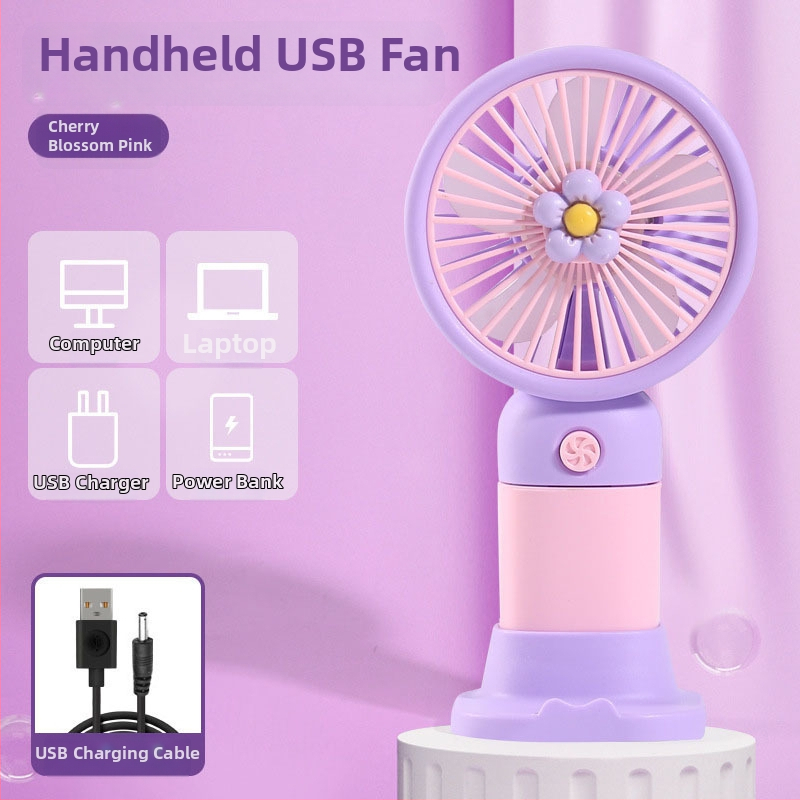 Ručný mini stolný ventilátor s USB nabíjaním — plastový, tichý, jednoduchý a štýlový, do kancelárie