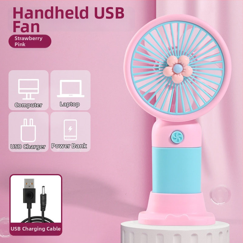 Ručný mini stolný ventilátor s USB nabíjaním — plastový, tichý, jednoduchý a štýlový, do kancelárie