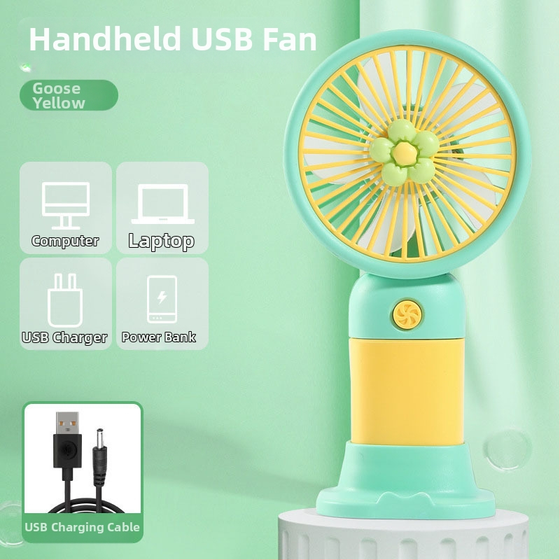 Ručný mini stolný ventilátor s USB nabíjaním — plastový, tichý, jednoduchý a štýlový, do kancelárie