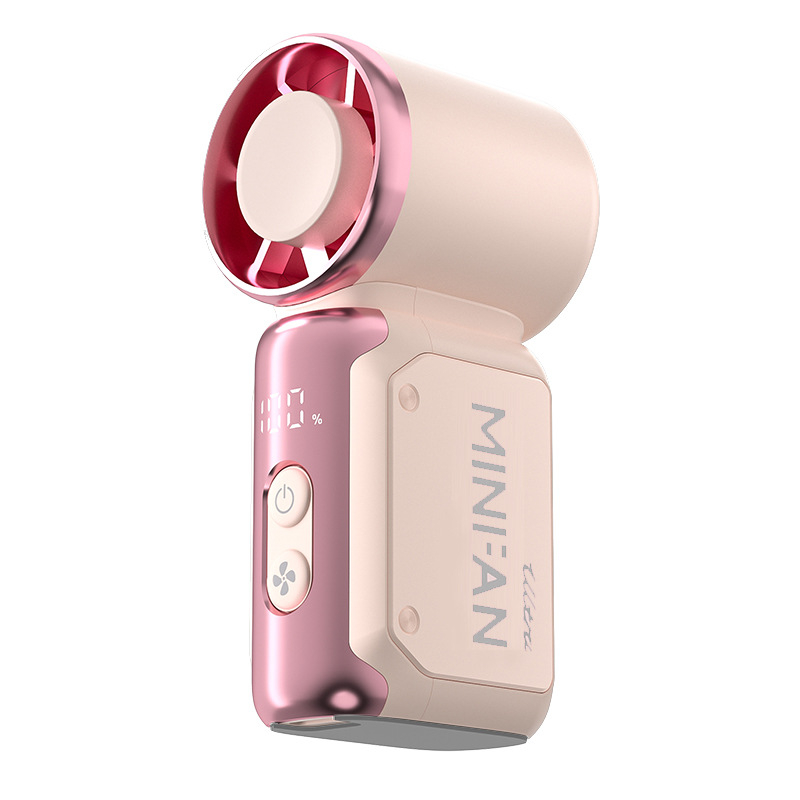 Kézi ventilátor brushless motorral, műanyag lapátokkal, beépített 2000–4000 mAh akkumulátor, jég hűtés, 100 sebességfokozat