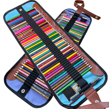 Set de creioane colorate din lemn, 50 de bucăți, miez 3B, pentru pictură și colorare