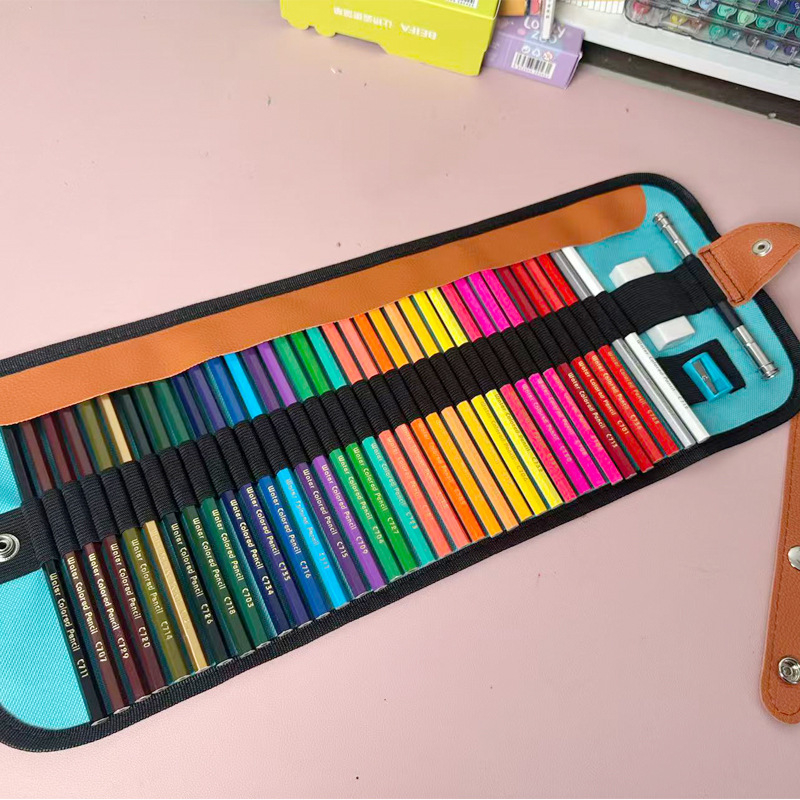 Set de creioane colorate din lemn, 50 de bucăți, miez 3B, pentru pictură și colorare