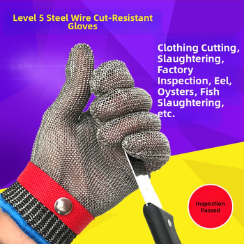 316L nehrdzavejúcej ocele kovové rukavice s sieťovaným vláknom, odolnosť proti opotrebeniu 5, proti porezaniu 5, určené pre rezanie, porážanie a spracovanie kovov