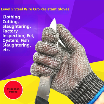 316L nehrdzavejúcej ocele kovové rukavice s sieťovaným vláknom, odolnosť proti opotrebeniu 5, proti porezaniu 5, určené pre rezanie, porážanie a spracovanie kovov