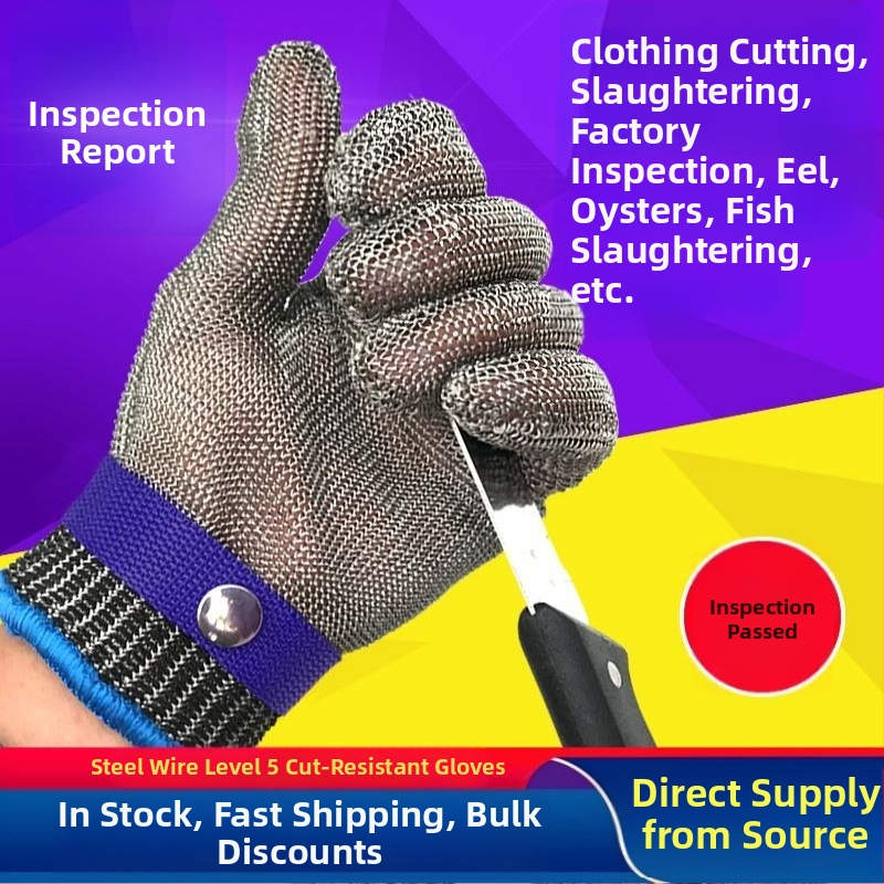 316L nehrdzavejúcej ocele kovové rukavice s sieťovaným vláknom, odolnosť proti opotrebeniu 5, proti porezaniu 5, určené pre rezanie, porážanie a spracovanie kovov