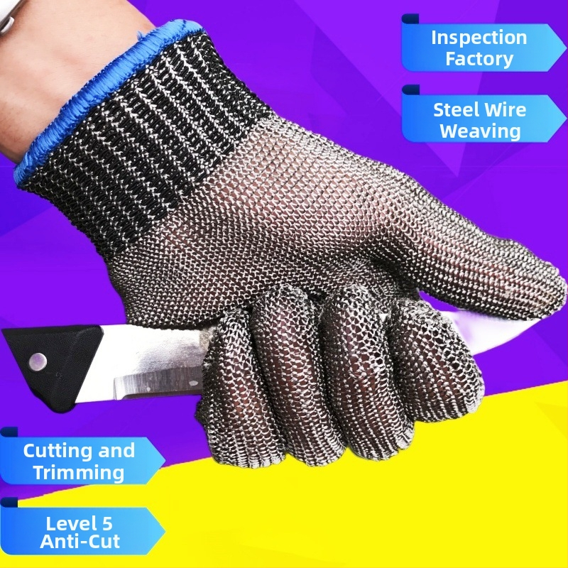 316L nehrdzavejúcej ocele kovové rukavice s sieťovaným vláknom, odolnosť proti opotrebeniu 5, proti porezaniu 5, určené pre rezanie, porážanie a spracovanie kovov