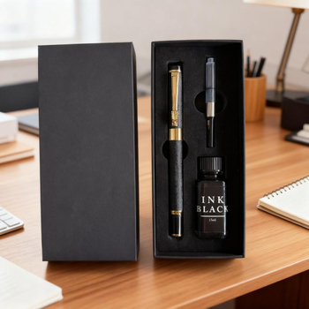 Stilou Peso 988 – corp metalic, vârf auriu, sistem de absorbție a cernelei, gravură laser, cutie cadou