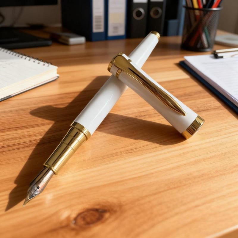 Stilou Peso 988 – corp metalic, vârf auriu, sistem de absorbție a cernelei, gravură laser, cutie cadou