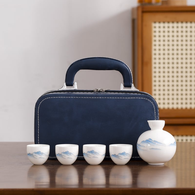 Porcelanski set za piće, 4 dijela, novi kineski stil, moguće tiskanje logotipa