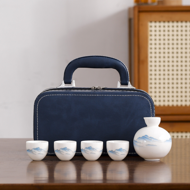 Porcelanski set za piće, 4 dijela, novi kineski stil, moguće tiskanje logotipa