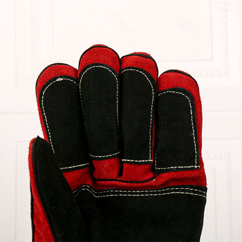 Γάντια συγκόλλησης από βοδινό δέρμα, διπλού στρώματος, με παχύτερη μόνωση θερμότητας και προστασία από σπινθήρες και πιτσιλιές