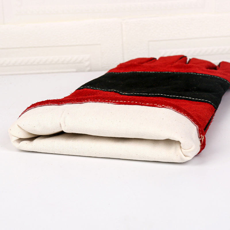 Γάντια συγκόλλησης από βοδινό δέρμα, διπλού στρώματος, με παχύτερη μόνωση θερμότητας και προστασία από σπινθήρες και πιτσιλιές