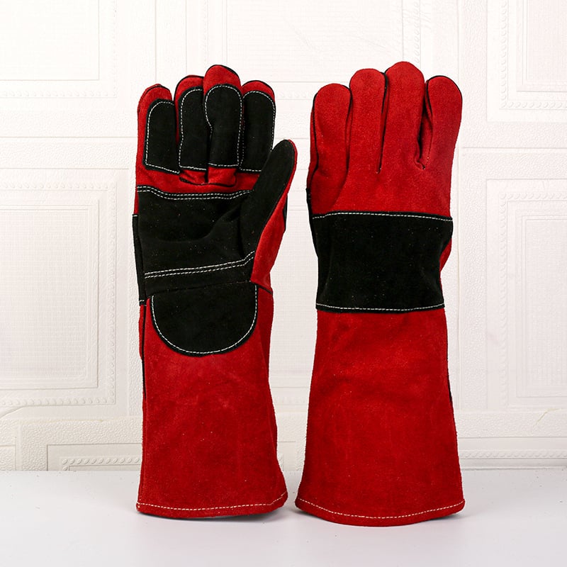 Γάντια συγκόλλησης από βοδινό δέρμα, διπλού στρώματος, με παχύτερη μόνωση θερμότητας και προστασία από σπινθήρες και πιτσιλιές