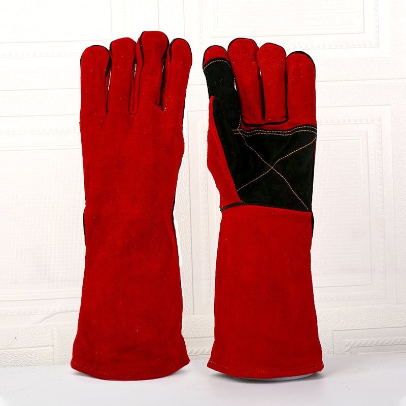 Γάντια συγκόλλησης από βοδινό δέρμα, διπλού στρώματος, με παχύτερη μόνωση θερμότητας και προστασία από σπινθήρες και πιτσιλιές