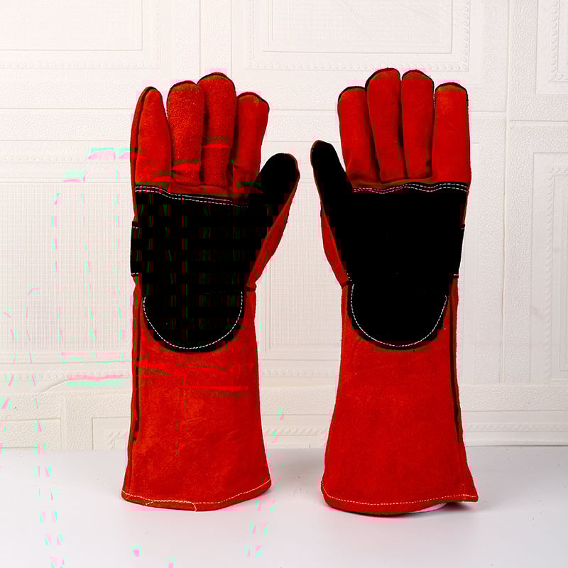 Γάντια συγκόλλησης από βοδινό δέρμα, διπλού στρώματος, με παχύτερη μόνωση θερμότητας και προστασία από σπινθήρες και πιτσιλιές