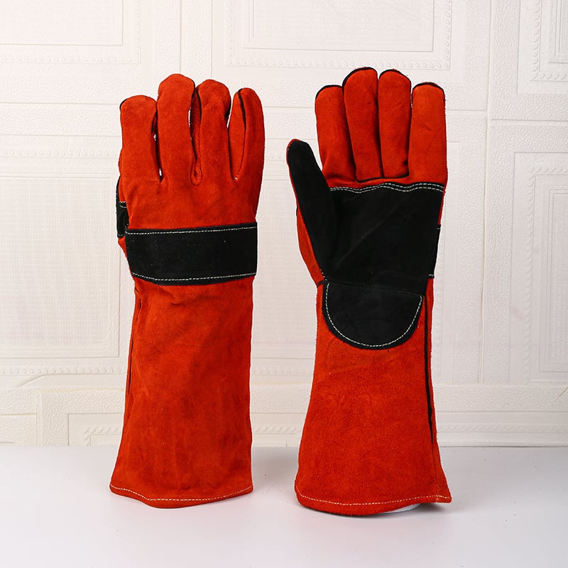 Γάντια συγκόλλησης από βοδινό δέρμα, διπλού στρώματος, με παχύτερη μόνωση θερμότητας και προστασία από σπινθήρες και πιτσιλιές