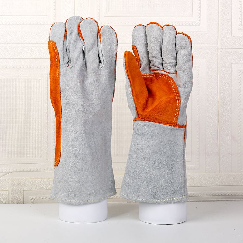 Γάντια συγκόλλησης από βοδινό δέρμα, διπλού στρώματος, με παχύτερη μόνωση θερμότητας και προστασία από σπινθήρες και πιτσιλιές