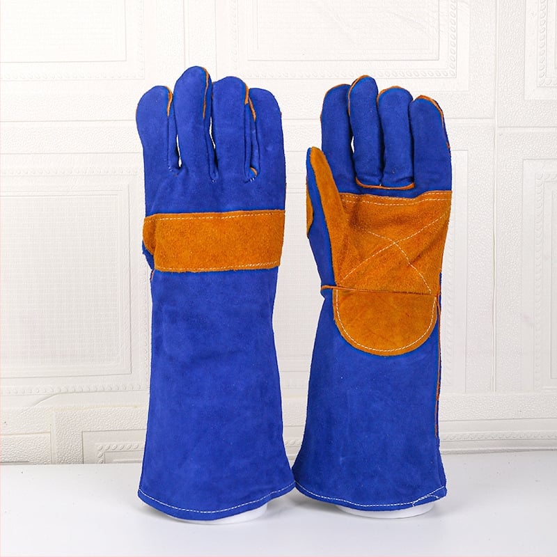 Γάντια συγκόλλησης από βοδινό δέρμα, διπλού στρώματος, με παχύτερη μόνωση θερμότητας και προστασία από σπινθήρες και πιτσιλιές