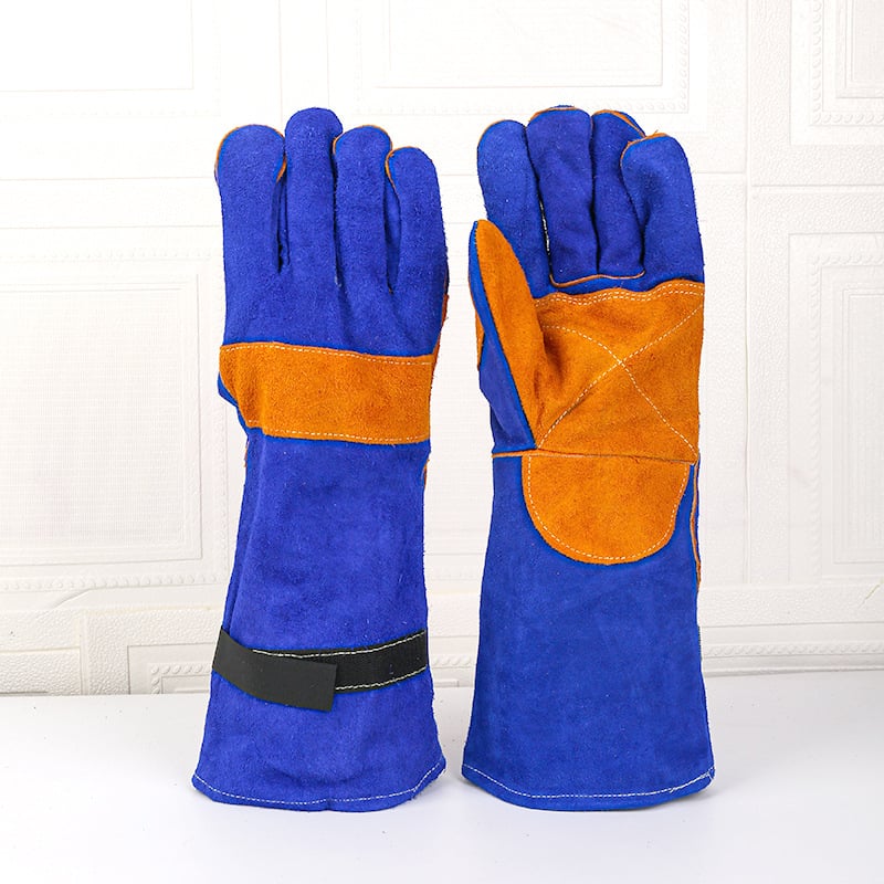 Γάντια συγκόλλησης από βοδινό δέρμα, διπλού στρώματος, με παχύτερη μόνωση θερμότητας και προστασία από σπινθήρες και πιτσιλιές
