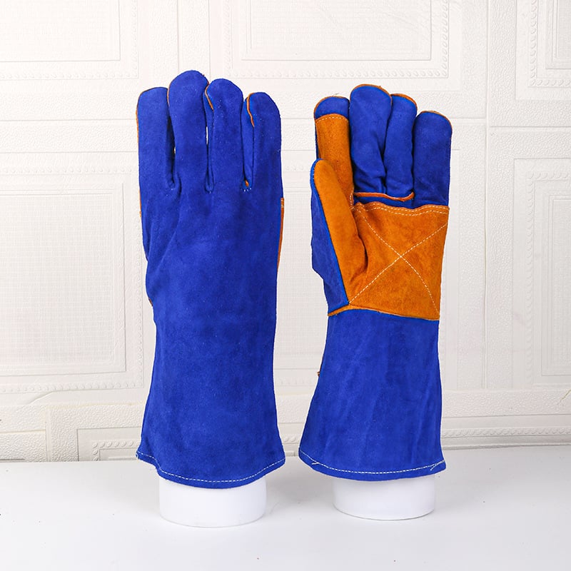 Γάντια συγκόλλησης από βοδινό δέρμα, διπλού στρώματος, με παχύτερη μόνωση θερμότητας και προστασία από σπινθήρες και πιτσιλιές