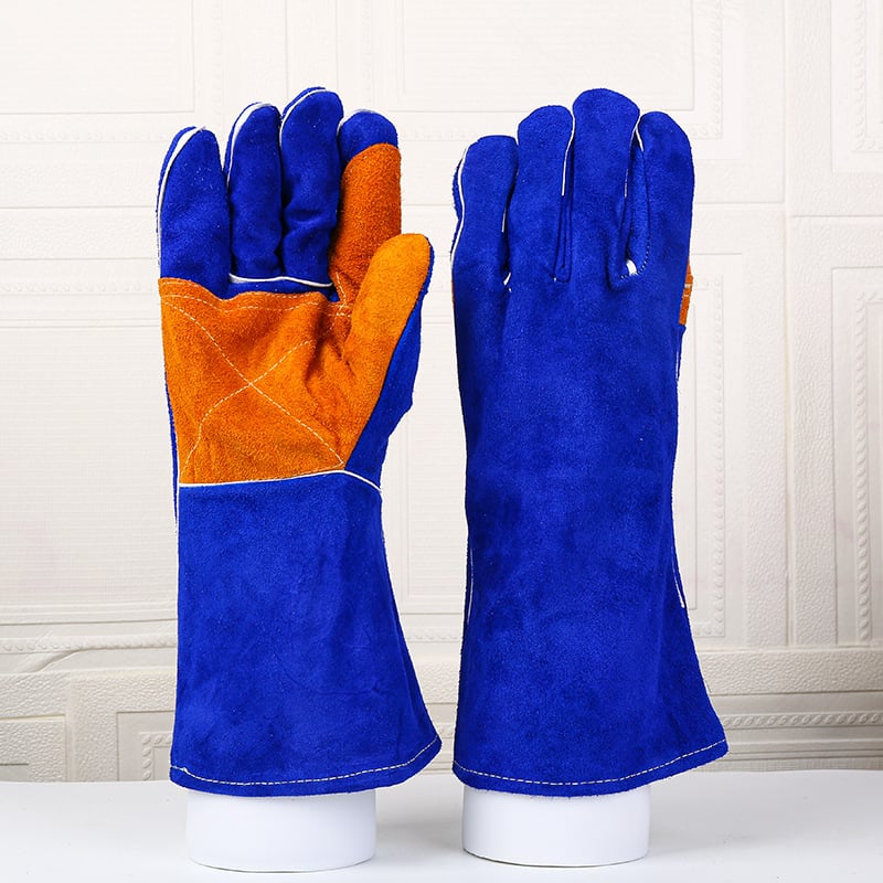 Γάντια συγκόλλησης από βοδινό δέρμα, διπλού στρώματος, με παχύτερη μόνωση θερμότητας και προστασία από σπινθήρες και πιτσιλιές
