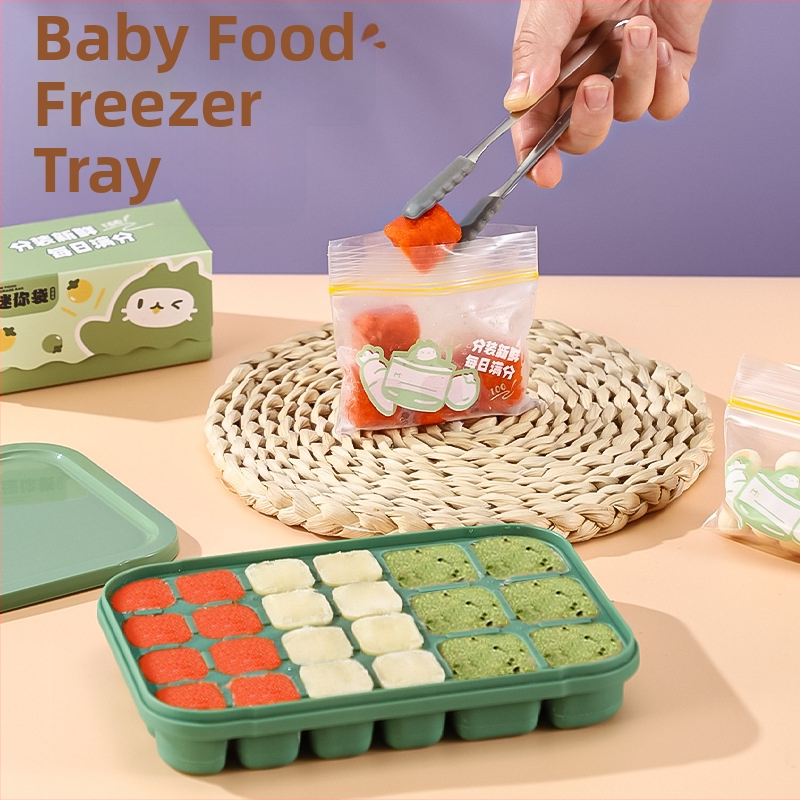 Silikónová Ice Grid miska pre detskú výživu – ľahké uvoľnenie z formy, porciované skladovanie