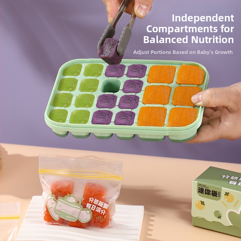 Silikónová Ice Grid miska pre detskú výživu – ľahké uvoľnenie z formy, porciované skladovanie