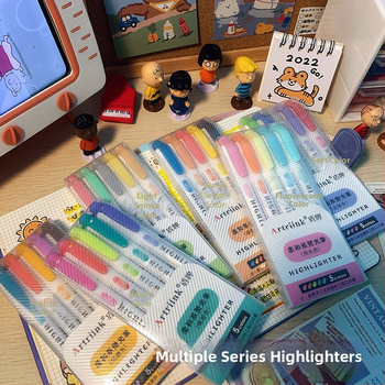 Dvojstranný fluorescencný marker pre študentov, marker na plánovanie a zvýraznenie, vysoká viditeľnosť, nepresakuje cez papier, model 906-5, Shield