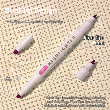 Dvojstranný fluorescencný marker pre študentov, marker na plánovanie a zvýraznenie, vysoká viditeľnosť, nepresakuje cez papier, model 906-5, Shield