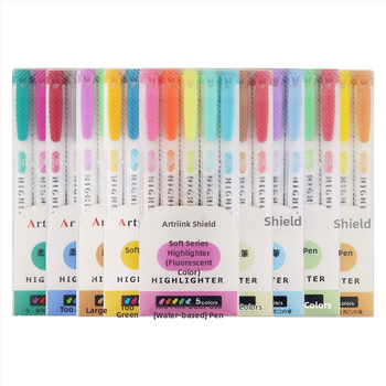 Dvojstranný fluorescencný marker pre študentov, marker na plánovanie a zvýraznenie, vysoká viditeľnosť, nepresakuje cez papier, model 906-5, Shield