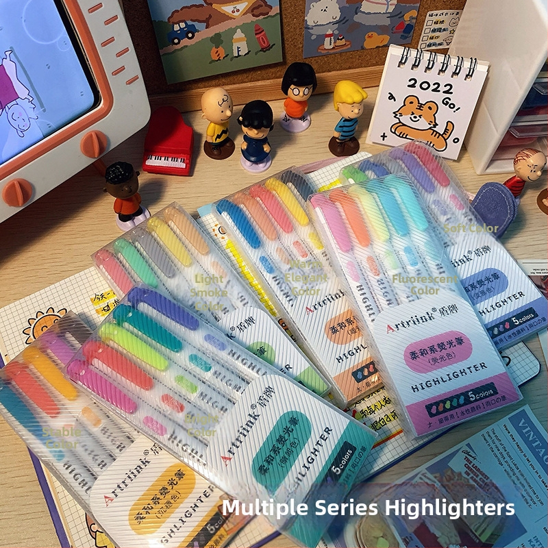 Dvojstranný fluorescencný marker pre študentov, marker na plánovanie a zvýraznenie, vysoká viditeľnosť, nepresakuje cez papier, model 906-5, Shield