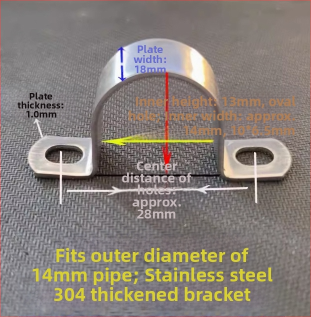 304 nerezová oceľ, hrubá objímka na rúry v tvare U, pre rúry s priemerom 8–114 mm