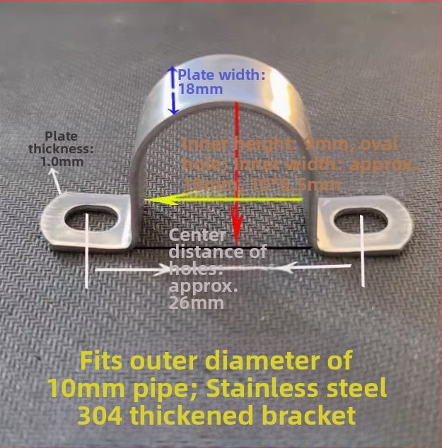 304 nerezová oceľ, hrubá objímka na rúry v tvare U, pre rúry s priemerom 8–114 mm