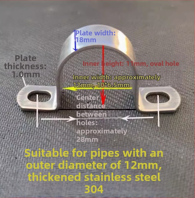 304 nerezová oceľ, hrubá objímka na rúry v tvare U, pre rúry s priemerom 8–114 mm